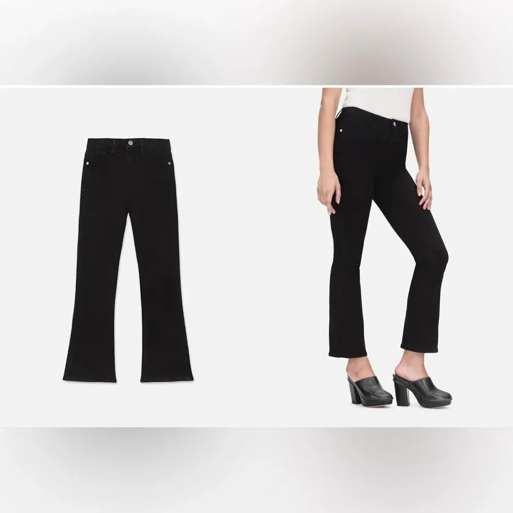 Frame le crop mini boot black distressed jeans size 30